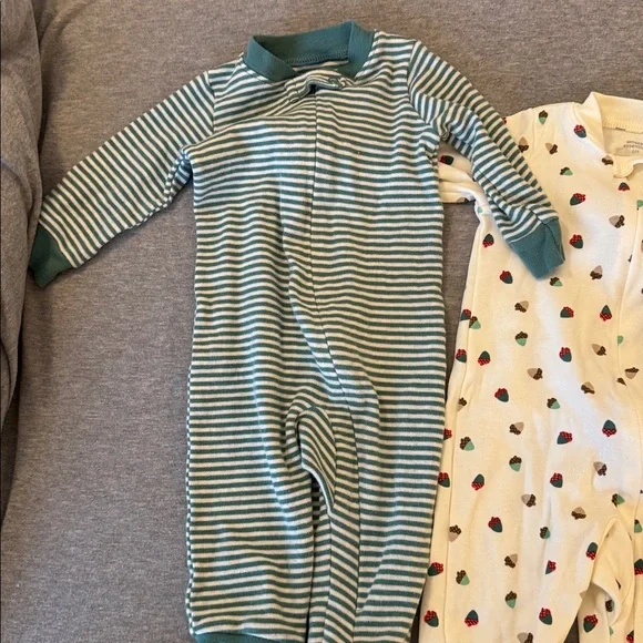 Amazon Essentials Footless Sleeper Romper Set Unisex Boy Girl Green 6 Months - Picture 3 of 5